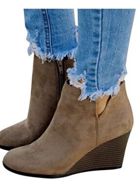 Women's Chunky Heel Platform Ankle Booties Synthetic Leather Combat Boots